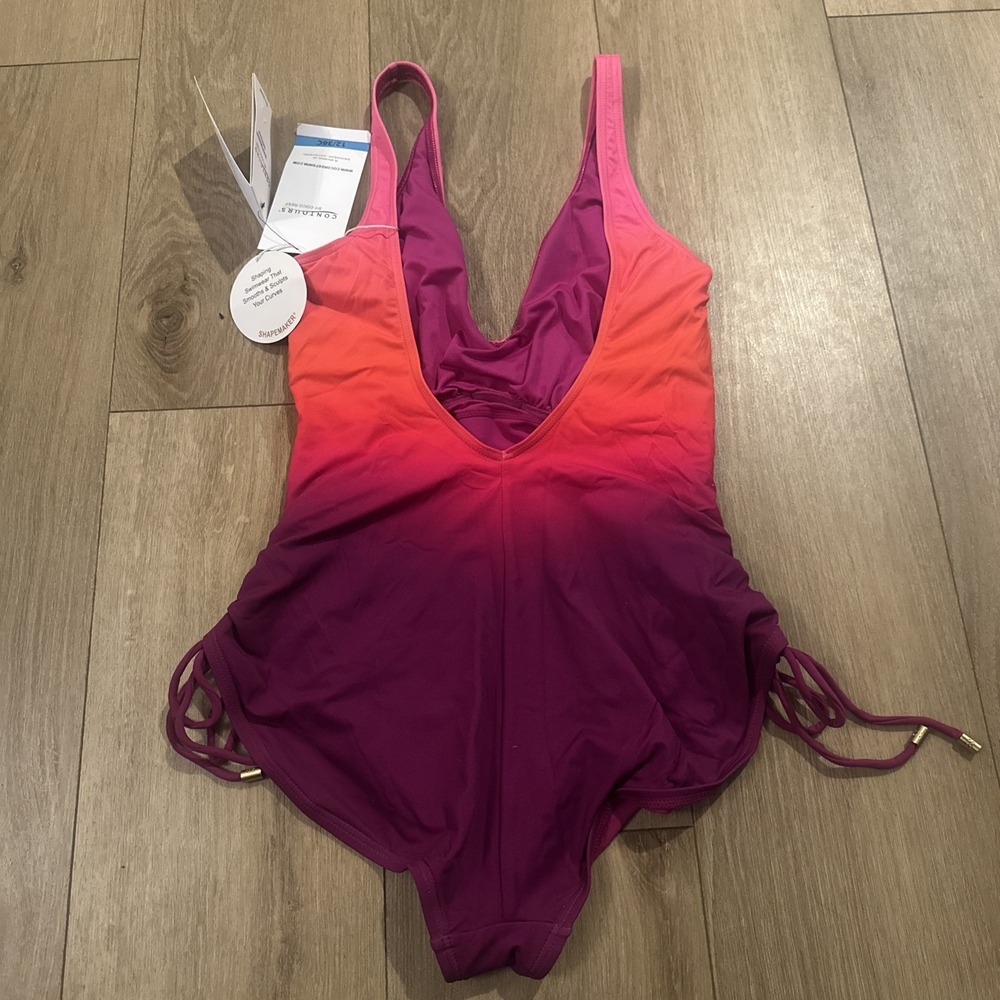 Contours By Coco Reef Shapemaker 1 Pc Swimsuit Magenta Hombre 12/36C‎ NEW - Picture 7 of 10